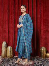 Printed Chanderi Kurta With Pants & Dupatta